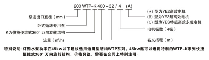WTP臥式節能泵型號意義圖