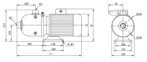 輕型臥式多級泵安裝尺寸圖